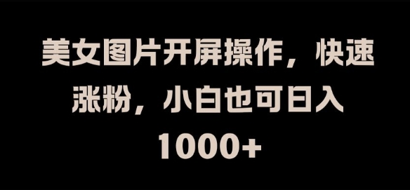 美女图片开屏操作,快速涨粉,小白也可日入1k【揭秘】-第一资源库