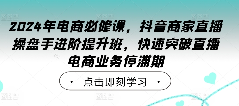 2024年电商必修课,抖音商家直播操盘手进阶提升班,快速突破直播电商业务停滞期-互联网资源大全网