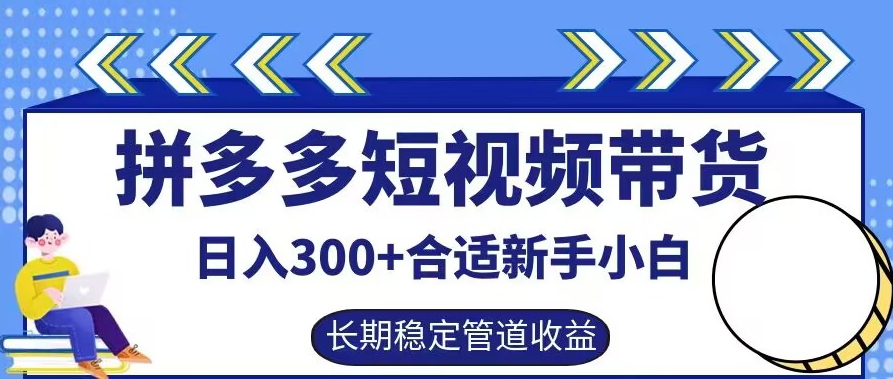 拼多多短视频带货日入300+有长期稳定被动收益,合适新手小白【揭秘】-互联网资源大全网