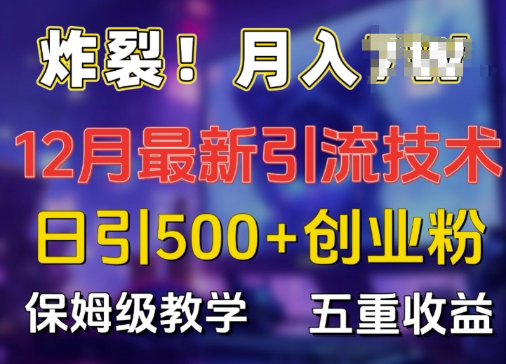 炸裂!揭秘12月最新日引流500+精准创业粉，多重收益保姆级教学-互联网资源大全网