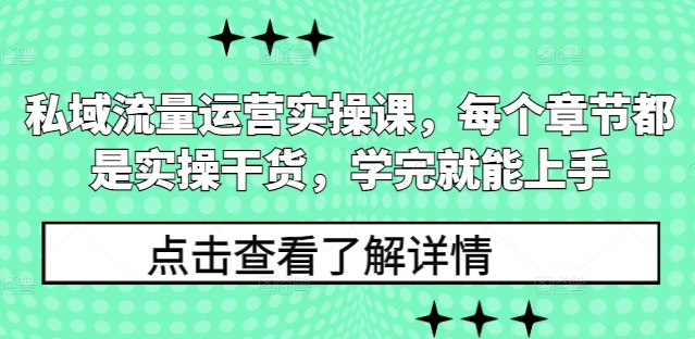 私域流量运营实操课,每个章节都是实操干货,学完就能上手-互联网资源大全网