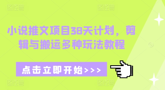 小说推文项目38天计划,剪辑与搬运多种玩法教程-互联网资源大全网
