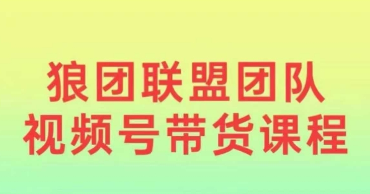 狼团联盟2024视频号带货,0基础小白快速入局视频号-第一资源库