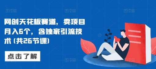 网创天花板赛道,卖项目月入6个,含独家引流技术(共26节课)-互联网资源大全网