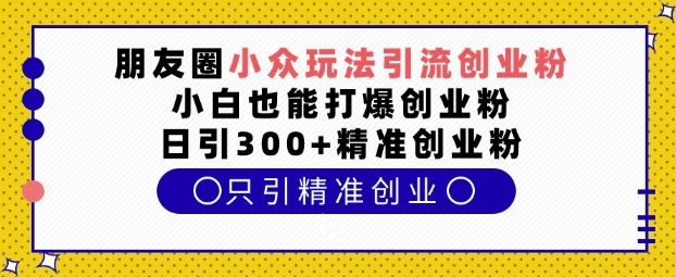 朋友圈小众玩法引流创业粉，小白也能打爆创业粉，日引300+精准创业粉【揭秘】-互联网资源大全网