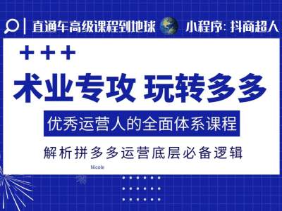 术业专攻玩转多多,优秀运营人的全面体系课程,解析拼多多运营底层必备逻辑-互联网资源大全网