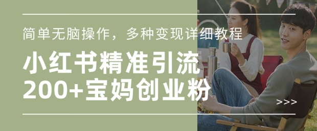 小红书混剪日引200+宝妈创业粉,简单无脑操作,多种变现详细教程-互联网资源大全网