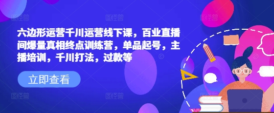 六边形运营千川运营线下课,百业直播间爆量真相终点训练营,单品起号,主播培训,千川打法,过款等-互联网资源大全网