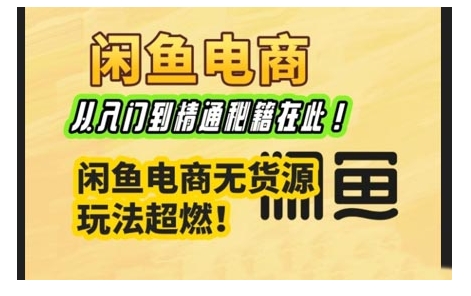 闲鱼电商实战课,从入门到精通秘籍在此,闲鱼电商无货源玩法超燃!-互联网资源大全网