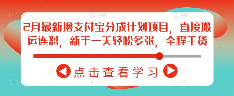 2月最新撸支付宝分成计划项目,直接搬运连怼,新手一天轻松多张,全程干货-互联网资源大全网