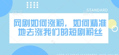 网剧如何涨粉，如何精准地去涨我们的短剧粉丝-互联网资源大全网