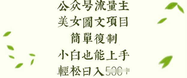 流量主长期收益项目,美女图片简单复制,小白也能上手,轻松日入5张-互联网资源大全网
