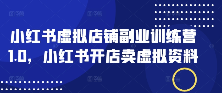 小红书虚拟店铺副业训练营1.0,小红书开店卖虚拟资料-互联网资源大全网