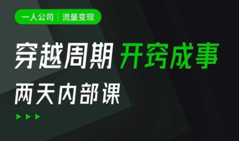 一人公司:流量变现课,一人公司的方法模型拆解, 拆解富人思维,流量思维,小老板思维等-第一资源库