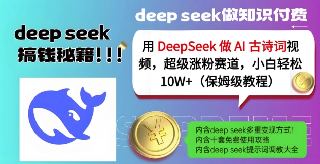 用DeepSeek做AI古诗词视频，超级涨粉赛道，小白轻松涨粉10W+(保姆级教程)-互联网资源大全网