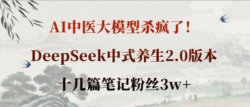 AI中医大模型杀疯了！DeepSeek中式养生2.0版本，十几篇笔记粉丝3w+-互联网资源大全网