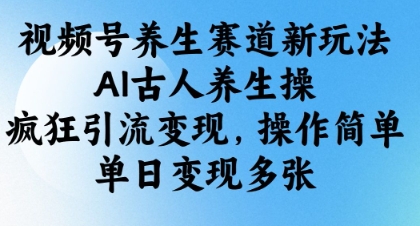 视频号养生赛道新玩法,AI古人养生操,疯狂引流变现,操作简单,单日变现多张-互联网资源大全网