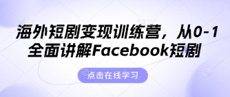 海外短剧变现训练营,从0-1全面讲解Facebook短剧-互联网资源大全网