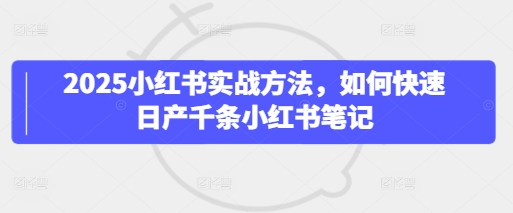 2025小红书实战方法，如何快速日产千条小红书笔记-互联网资源大全网
