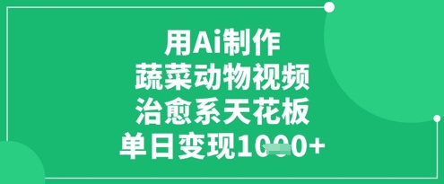 用Ai制作蔬菜动物视频,治愈系天花板,单日变现1k-第一资源库