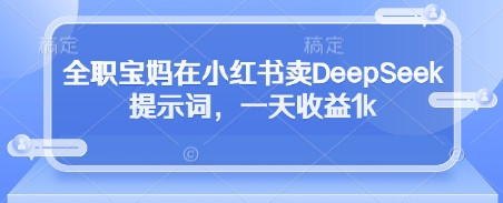 全职宝妈在小红书卖DeepSeek提示词,一天收益1k-互联网资源大全网