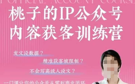 桃子IP公众号内容获客训练营(第3期),一门让你公众号从0到商业闭环的课程-互联网资源大全网