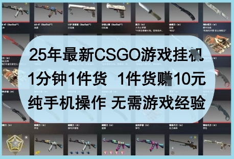 25年最新CSGO游戏挂G,1分钟1件货,1件货挣10元,纯手机操作,无需游戏经验【揭秘】-互联网资源大全网
