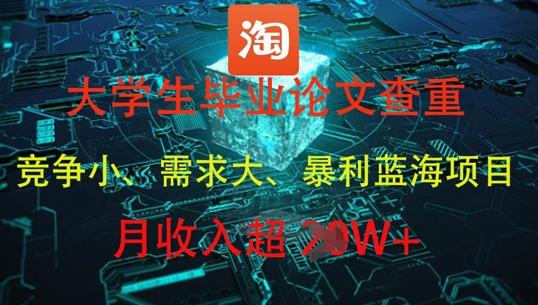 大学生毕业论文查重,暴利蓝海项目,月收入过1W+-互联网资源大全网