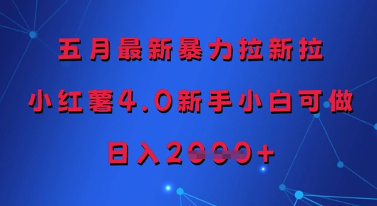 五月最新暴力拉新拉,小红薯4.0新手小白可做,日入多张-互联网资源大全网