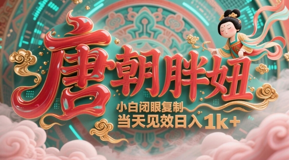 用AI克隆“唐朝胖妞”日更3条，平台疯狂推流，小白闭眼复制，当天见效，日入1k+-互联网资源大全网