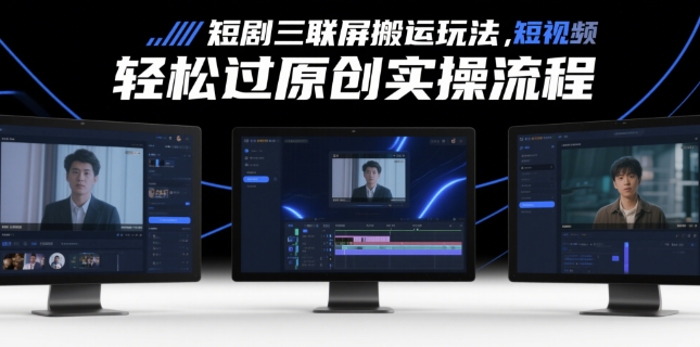 短剧三联屏搬运玩法，短剧搬运轻松过原创实操流程-第一资源库
