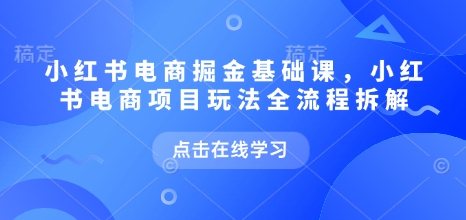 小红书电商掘金课,小红书电商项目玩法全流程拆解(更新5月)-互联网资源大全网