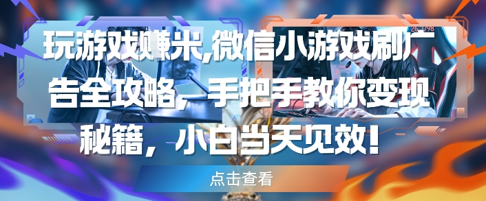玩游戏挣米,微信小游戏刷广告全攻略,手把手教你变现秘籍,小白当天见效-互联网资源大全网