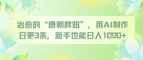 治愈的“唐朝胖妞”,用AI制作日更3条,新手也能日入多张-第一资源库