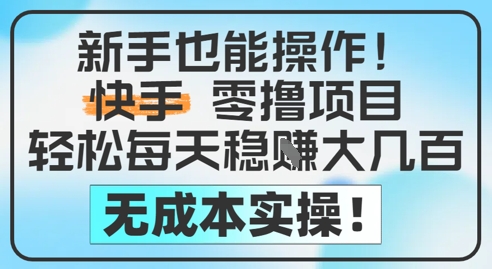 新手也能操作,快手零撸挣米,轻松每天挣2-5张,完全无成本-互联网资源大全网