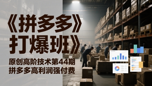 《拼多多打爆班》原创高阶技术第44期,拼多多高利润强付费-互联网资源大全网