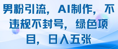 男粉引流，AI制作，不违规不封号，绿色项目，日入五张-互联网资源大全网