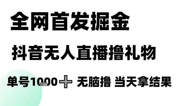 全网首发掘金抖音无人直播撸礼物,单号1k +无脑撸,当天拿结果【揭秘】-互联网资源大全网