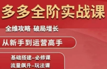 拼多多全阶实战课程,全维攻略,破局增长,从新手到运营高手-互联网资源大全网