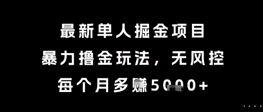 最新单人掘金项目，暴力撸金玩法，无风控，每个月多挣5k+【揭秘】-互联网资源大全网