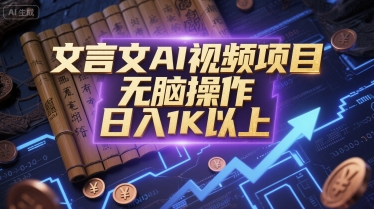文言文AI视频项目,无脑操作,日入1K以上-互联网资源大全网