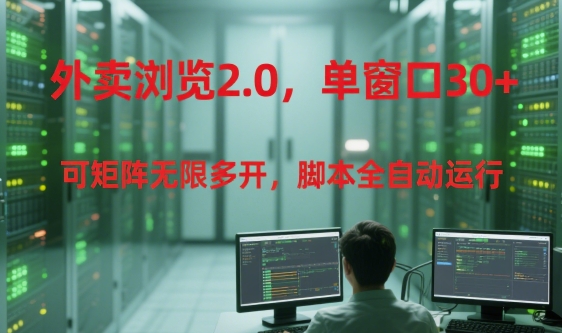 外卖浏览2.0,单窗口30+可矩阵无限多开,脚本全自动运行【揭秘】-互联网资源大全网