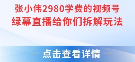 张小伟2980付费额视频号绿幕直播给你们拆解玩法-互联网资源大全网