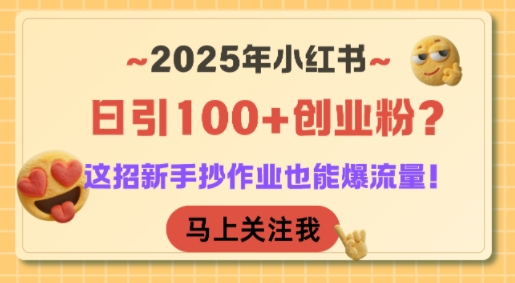 2025年小红书日引100+创业粉?这招新手抄作业也能爆流量!-第一资源库