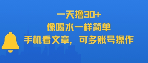 一天撸30+，像喝水一样简单，手机看文章，可多账号操作-互联网资源大全网
