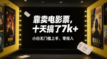 靠卖电影票,十天搞了7k+,小白无门槛上手,零投入【揭秘】-第一资源库