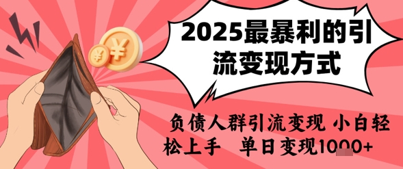2025年最暴利的引流变现方式,负债人群引流变现,小白轻松上手,日入1k-互联网资源大全网