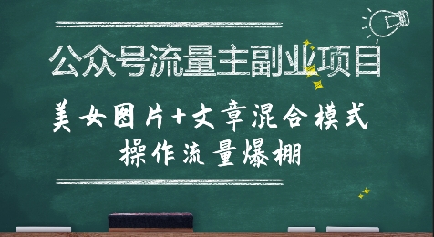 公众号流量主副业项目,美女图片+文章混合模式操作流量爆棚-互联网资源大全网