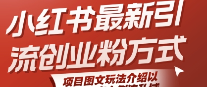 小红书最新引流创业粉方式,项目图文玩法介绍以及如何安全倒流私域-互联网资源大全网