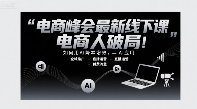 电商峰会最新线下课,电商人破局,如何用AI降本增效,AI应用-全域推广-直播运营-付费流量-第一资源库